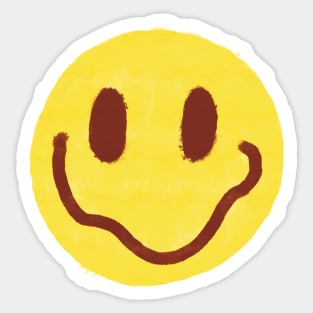 Yellow and Maroon Vintage Smiley Face Sticker